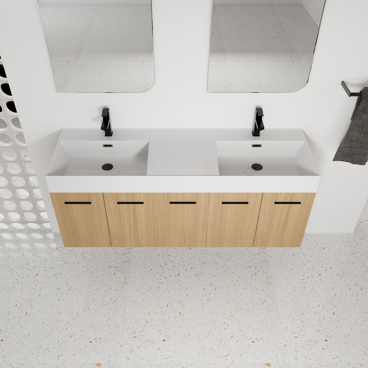 60" Floating Double Sink Bathroom Vanity with Extra-Large Storage