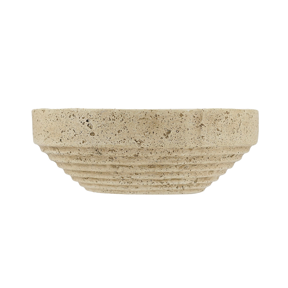Cement Ribbed Decorative Bowl