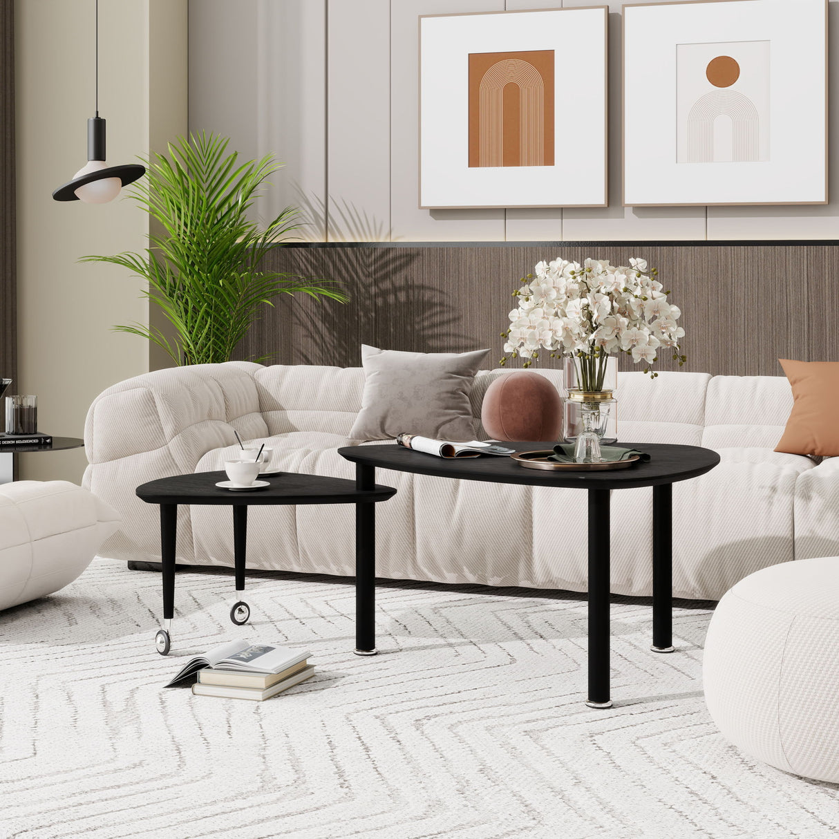 360 Degree Rotatable Coffee Table With Solid Legs