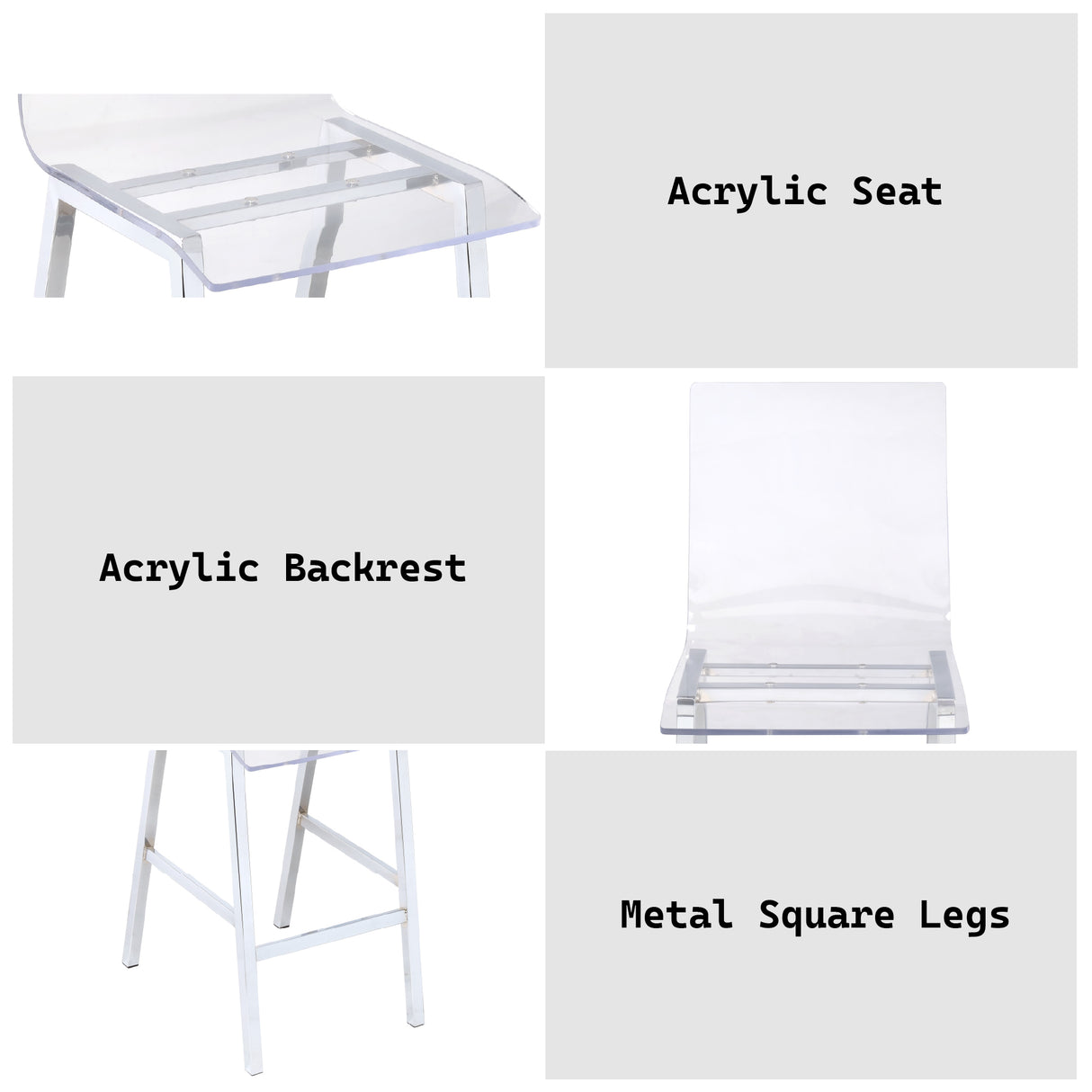 Nadie Clear Acrylic Armless Dining Chair