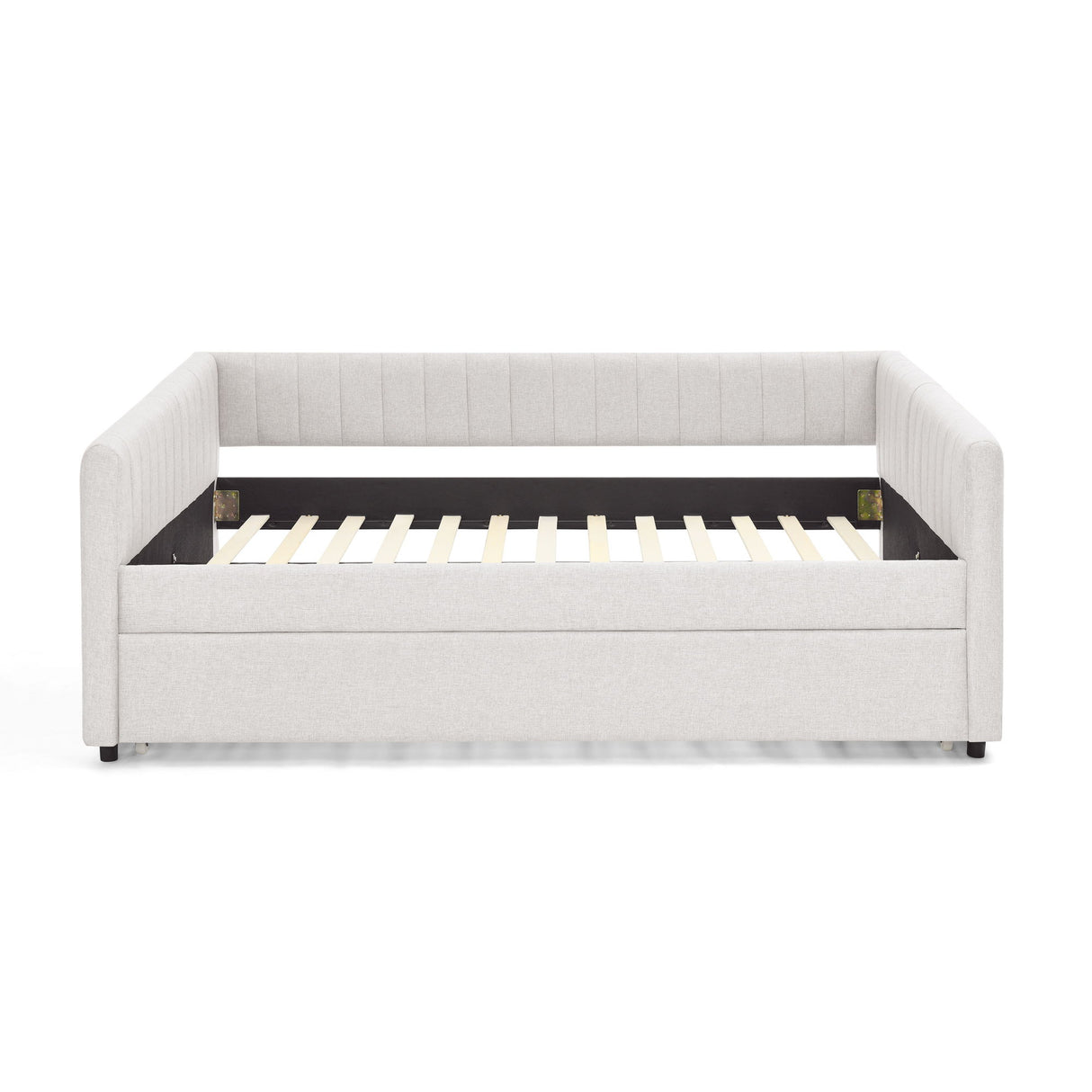 Upholstered Daybed With Trundle With Vertical Stripes