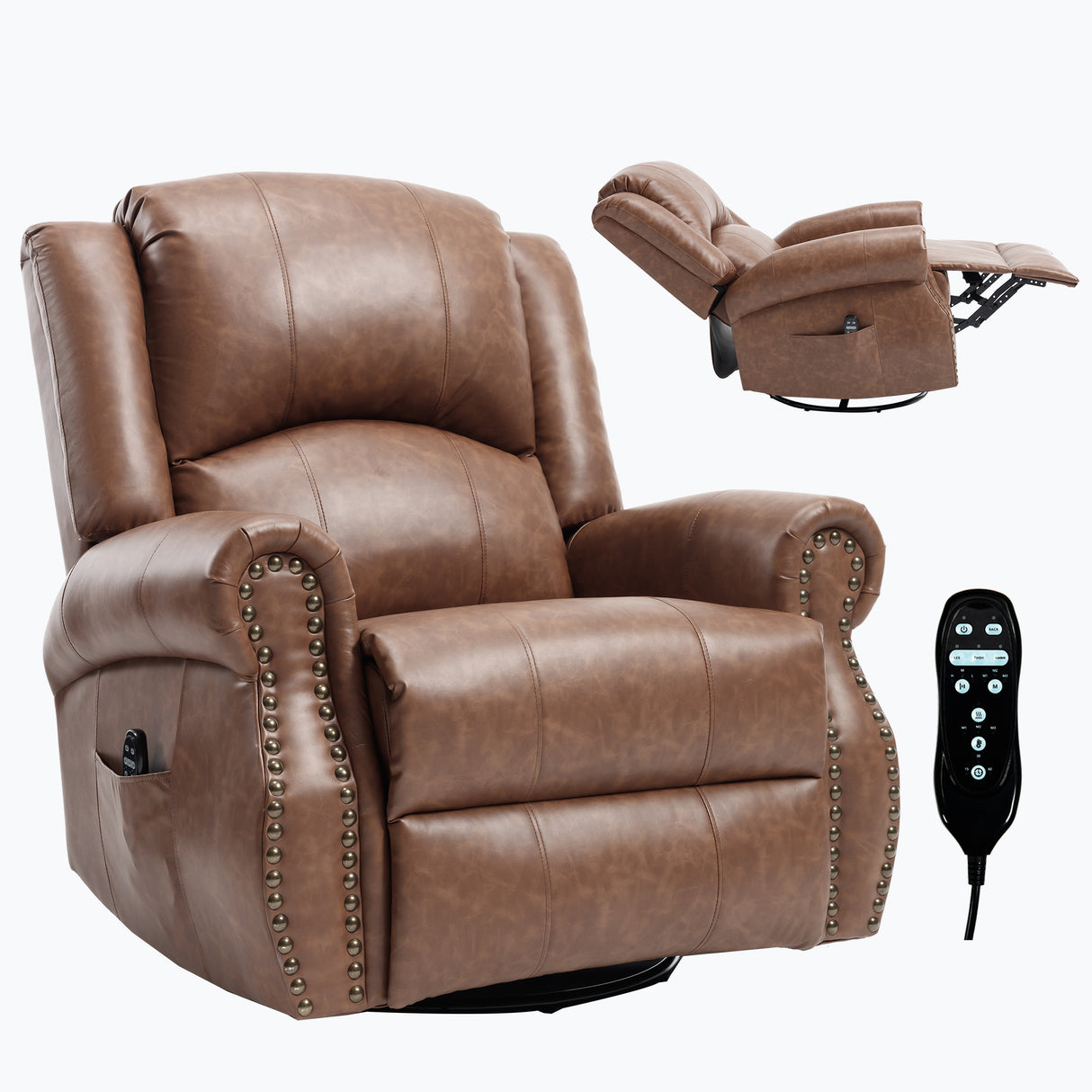 Heat Massage Manual Recliner Chair with Rocker and Swivel