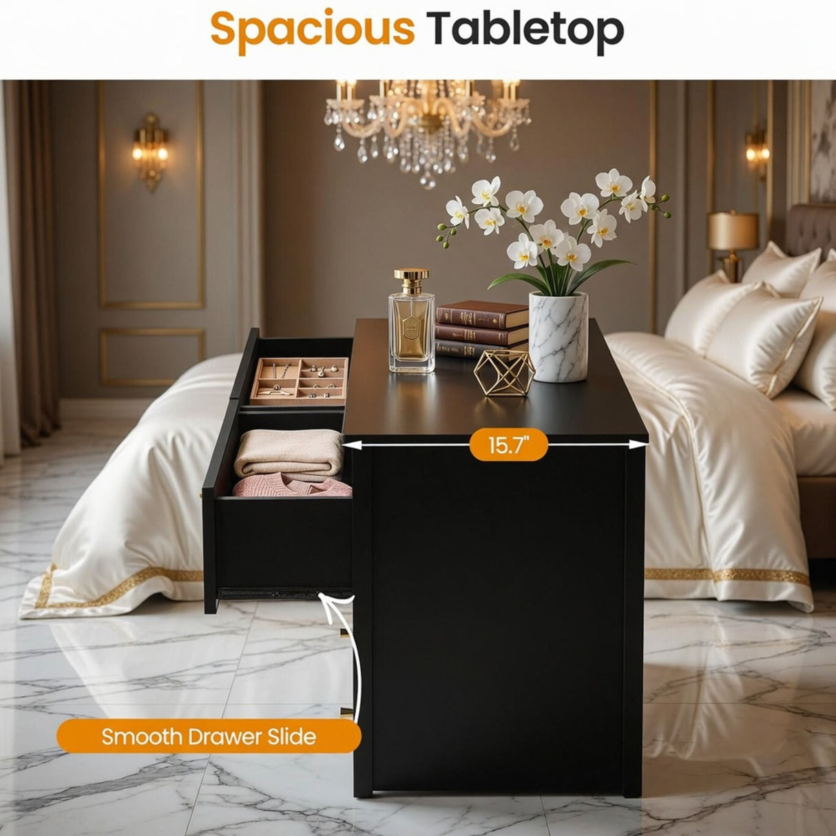 Modern 6 Drawer Fluted Dresser