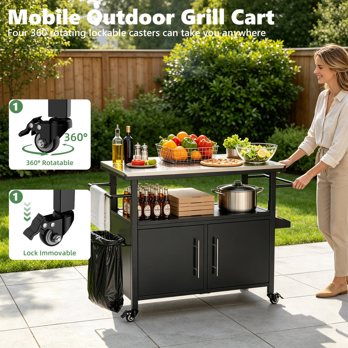 Outdoor Grill Cart with Patio Furniture
