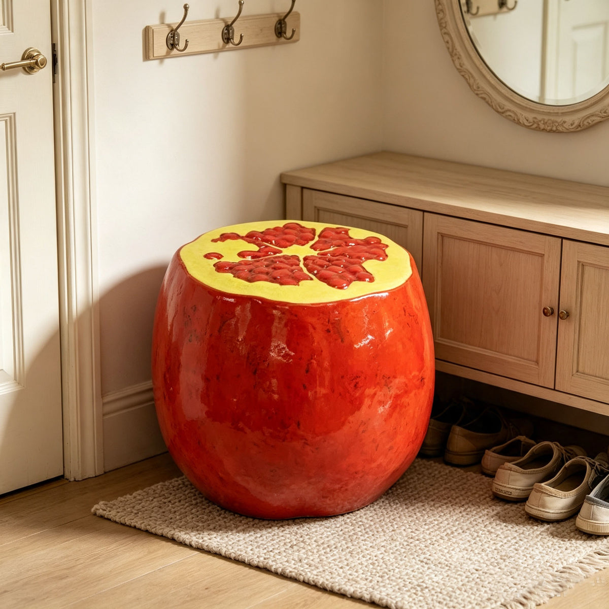 Pomegranate Fruit Stool – 13.4" Oversized Resin Stool