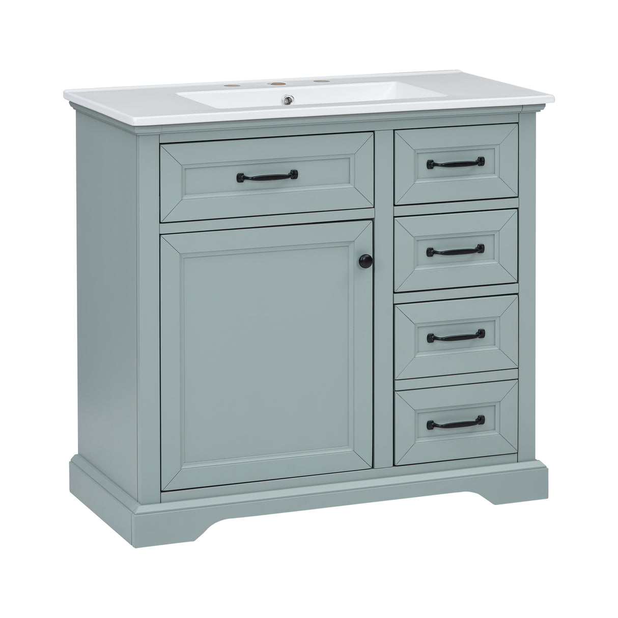 36" Bathroom Vanity with Ceramic Sink and Storage