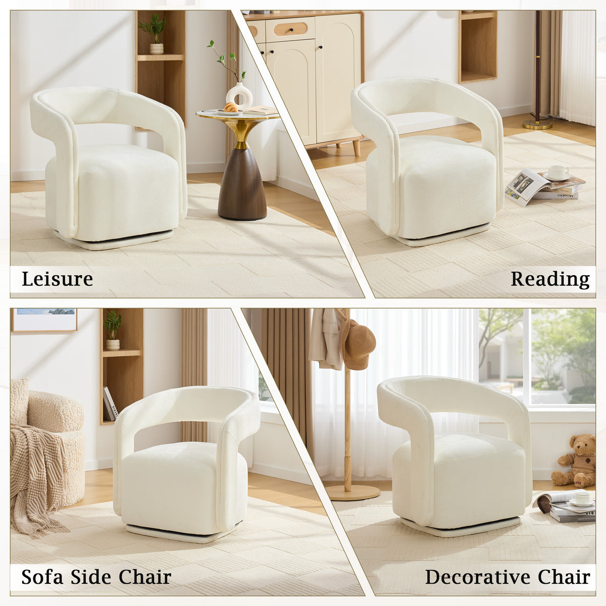 Chenille Fabric Swivel Accent Armchair