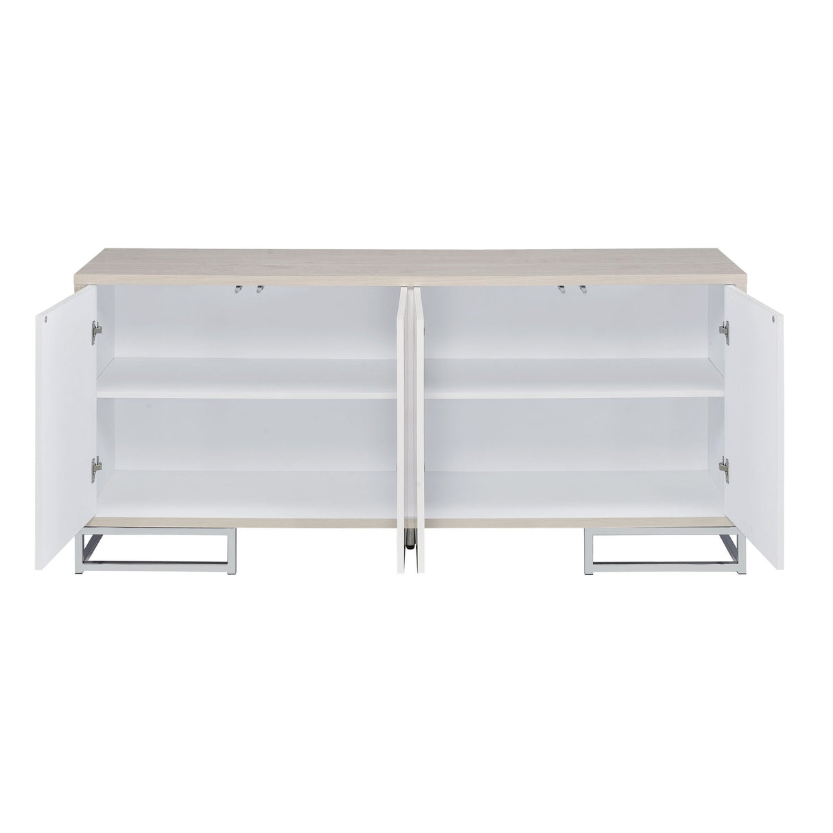 Panos - Console Cabinet - White Marcle / Chrome - Best Buy Furniture