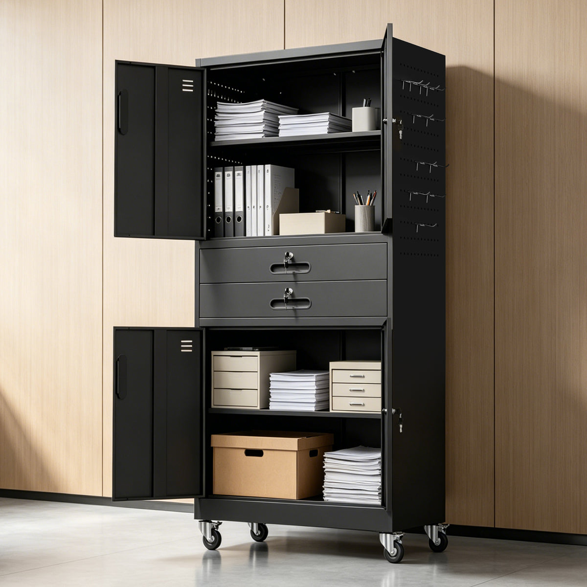 Metal Storage Cabinet with Two Drawers