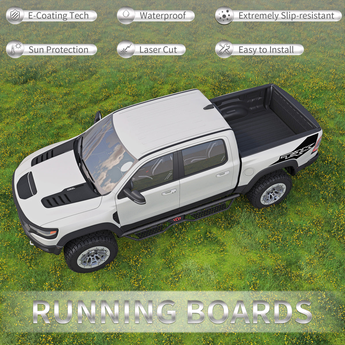 Heavy-Duty Steel Running Boards for Dodge Ram Crew Cab