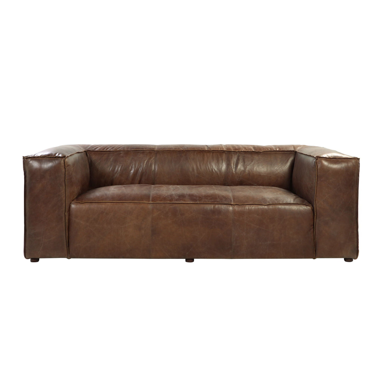 Brancaster - Grain Leather Sofa - Brown - Best Buy Furniture