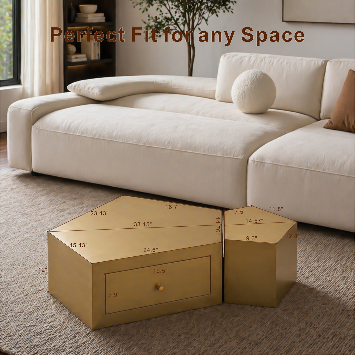Modern Geometric Coffee Table Set of 2