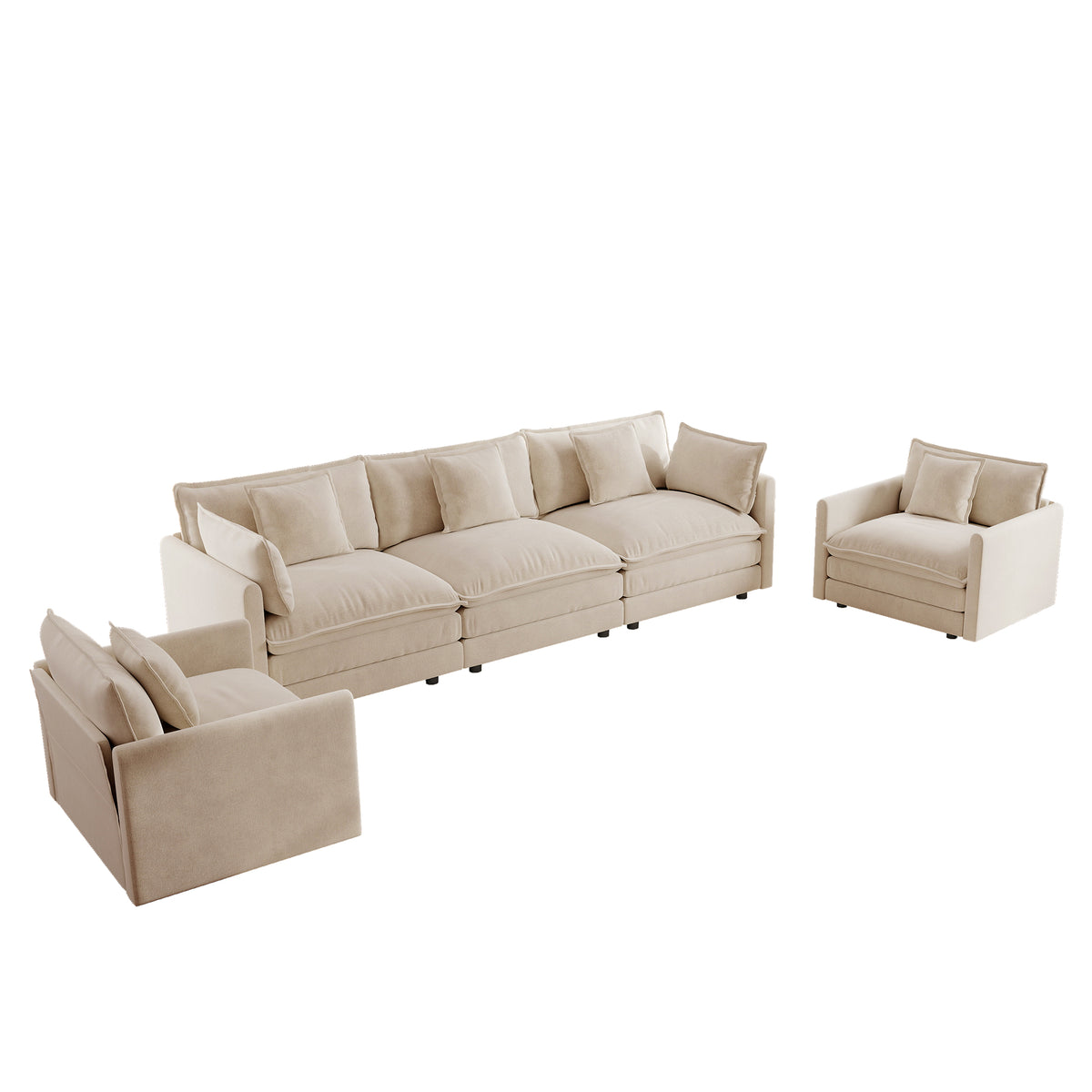 Sofa Set of 3: Living Room Sofa Set with Accent Chairs