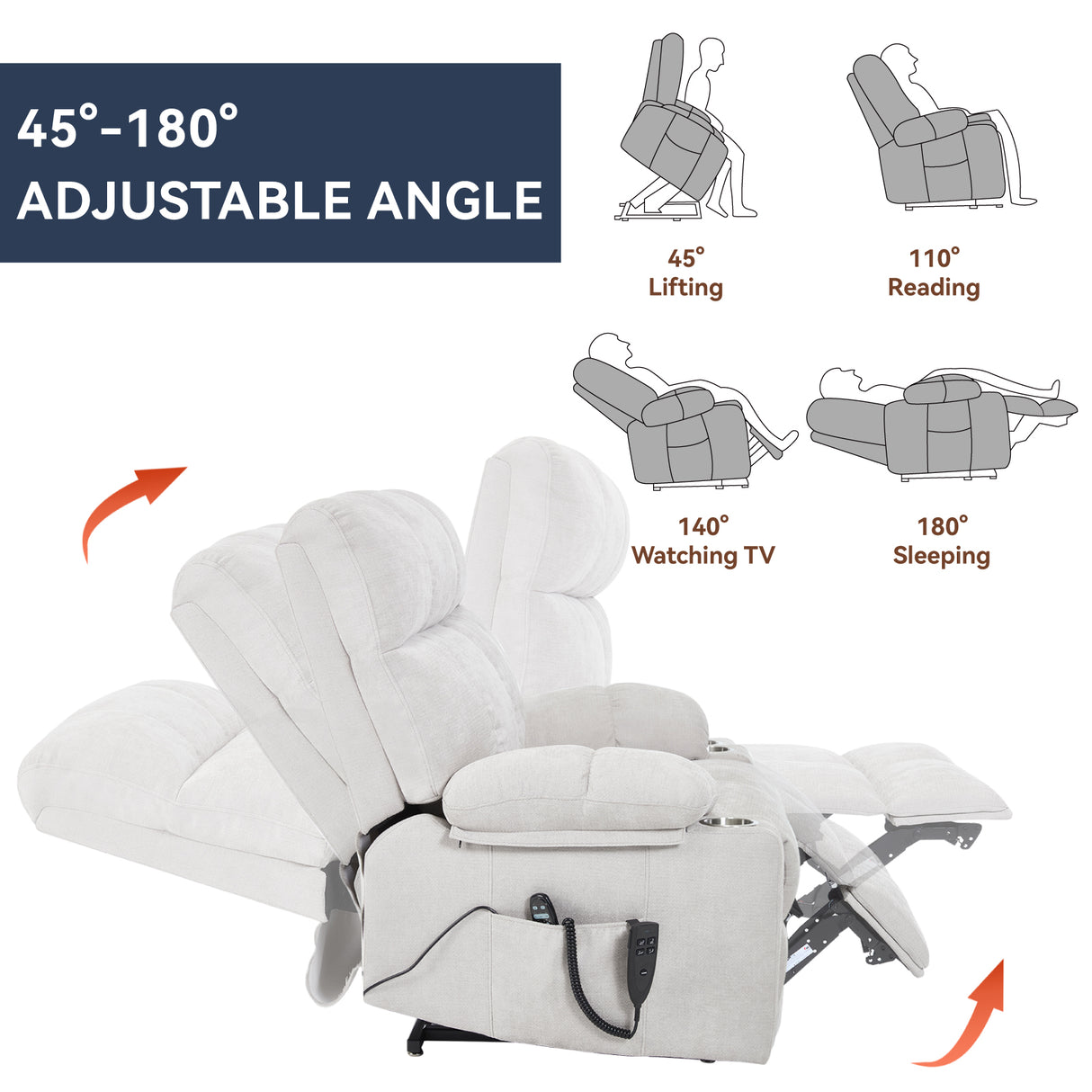 Beige Dual Motor Infinite Position Power Lift Recliner Chair
