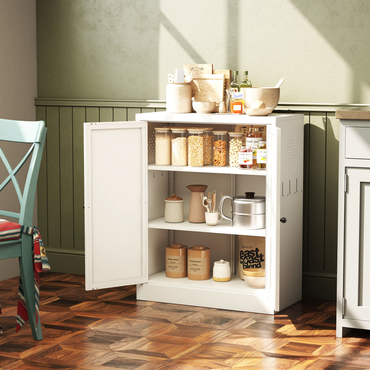 34.6" Freestanding Pantry Cabinet