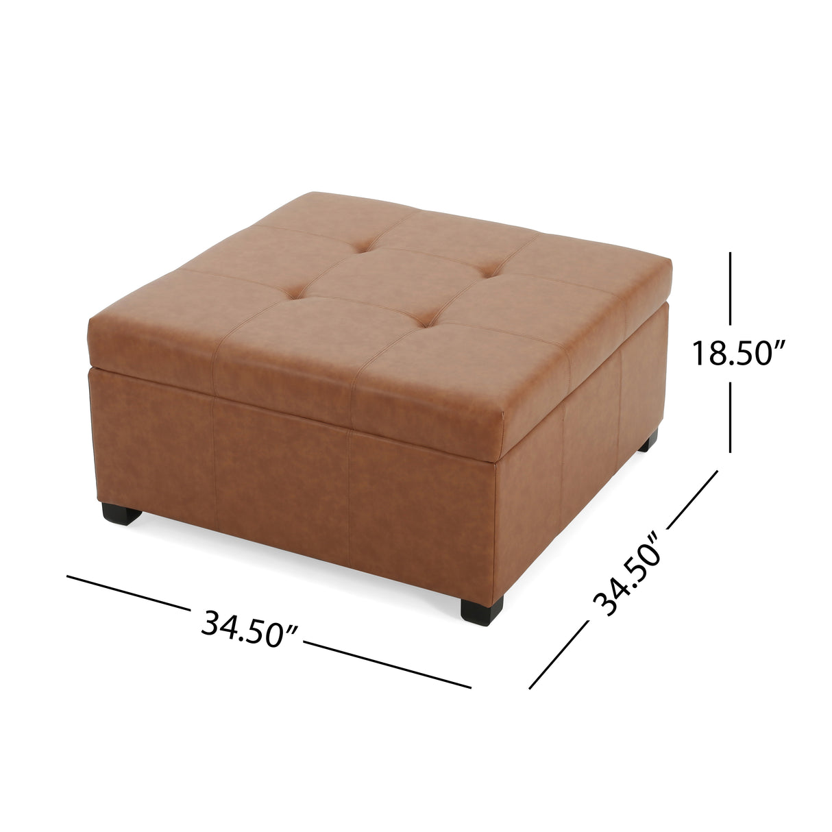Faux Leather Tufted Storage Ottoman
