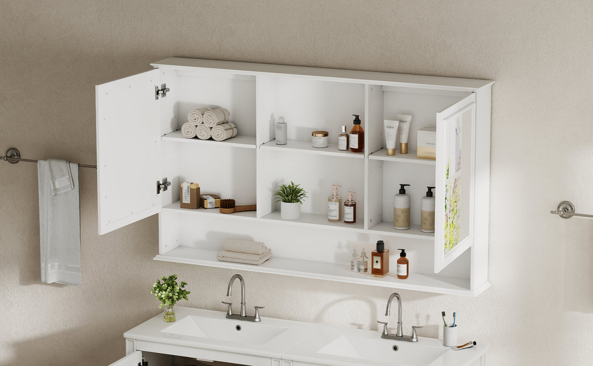 60" Wall-Mounted Bathroom Medicine Cabinet with Mirrors