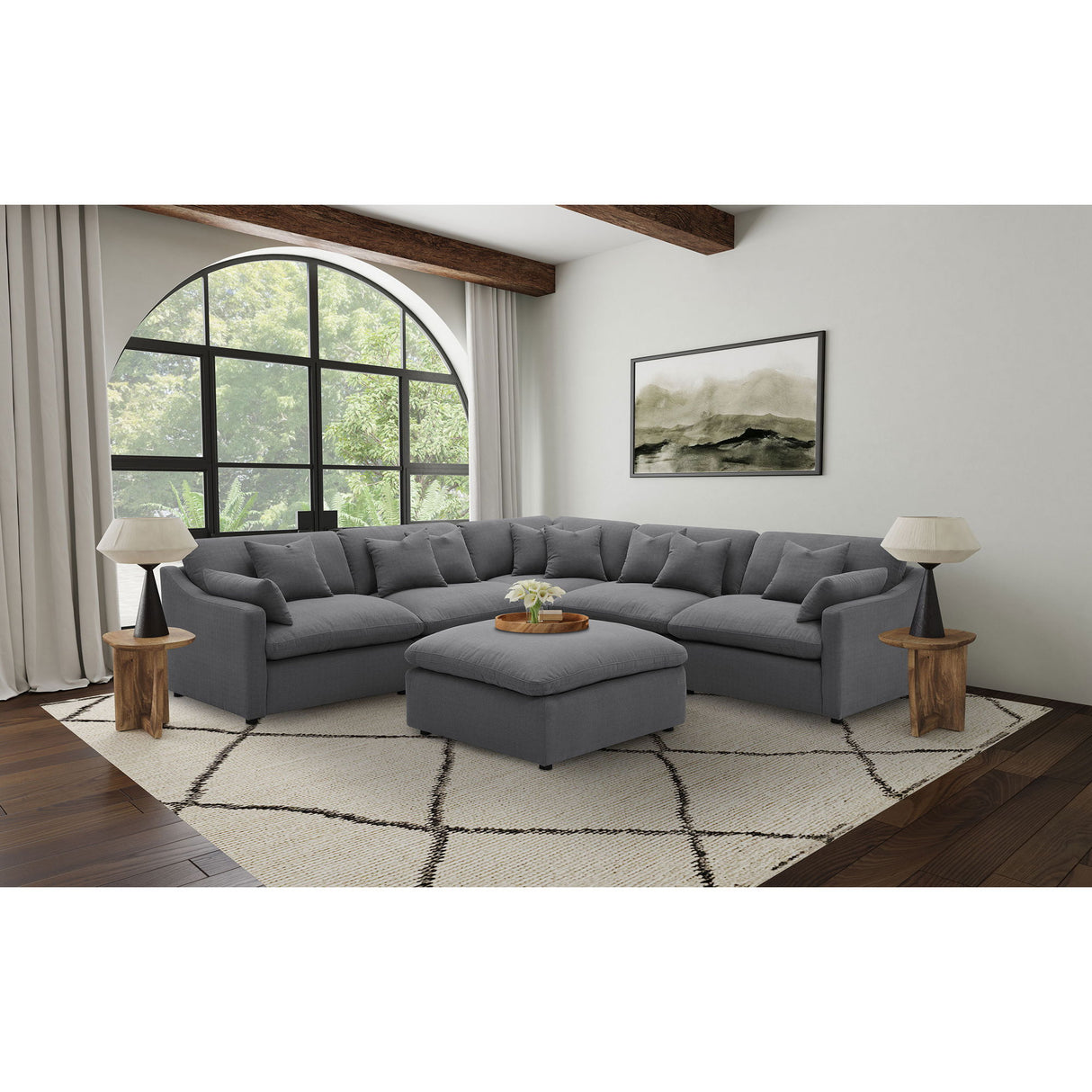 Greeley - Upholstered Square Ottoman With Cushion - Charcoal