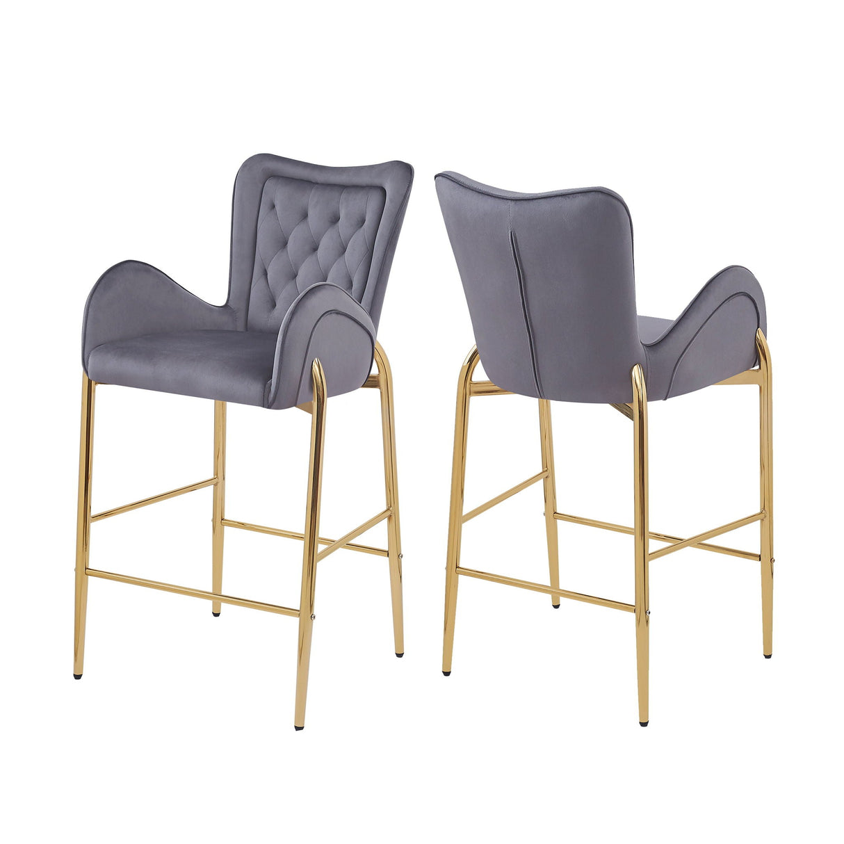 Velvet Fabric Counter Height Bar Stools (Set of 2) - Best Buy Furniture