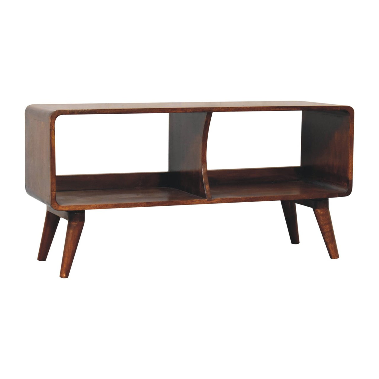 Solid Wood Curved Chestnut Media Unit