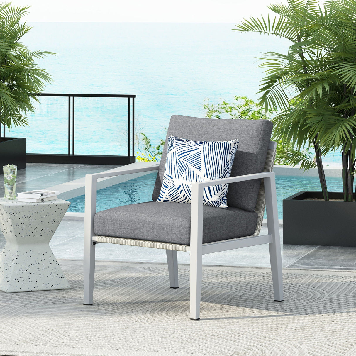 Modern Lounge Chair With Rope Accents And Cushions - Best Buy Furniture