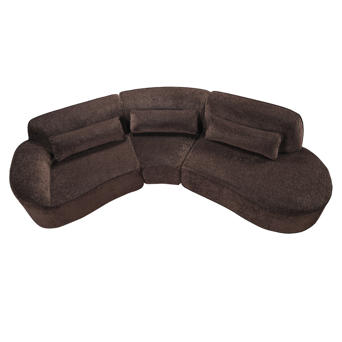 123" Modern Curved Sectional Sofa with Chaise Lounge - 3-Piece Set
