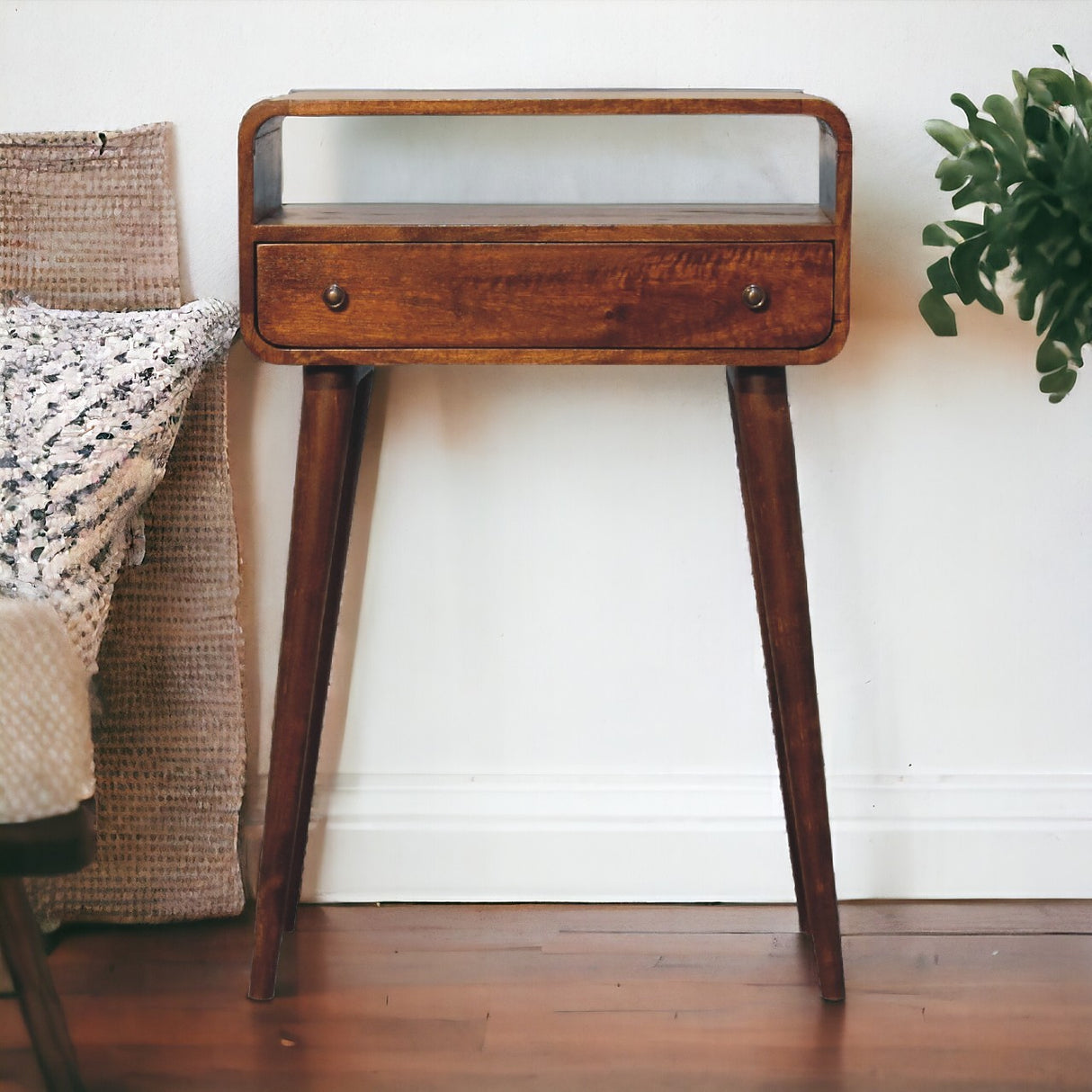 Solid Wood Chestnut Nordic Style Console Table