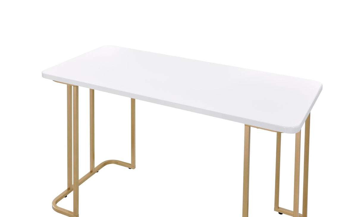 Estie - Writing Desk - White / Gold - Best Buy Furniture