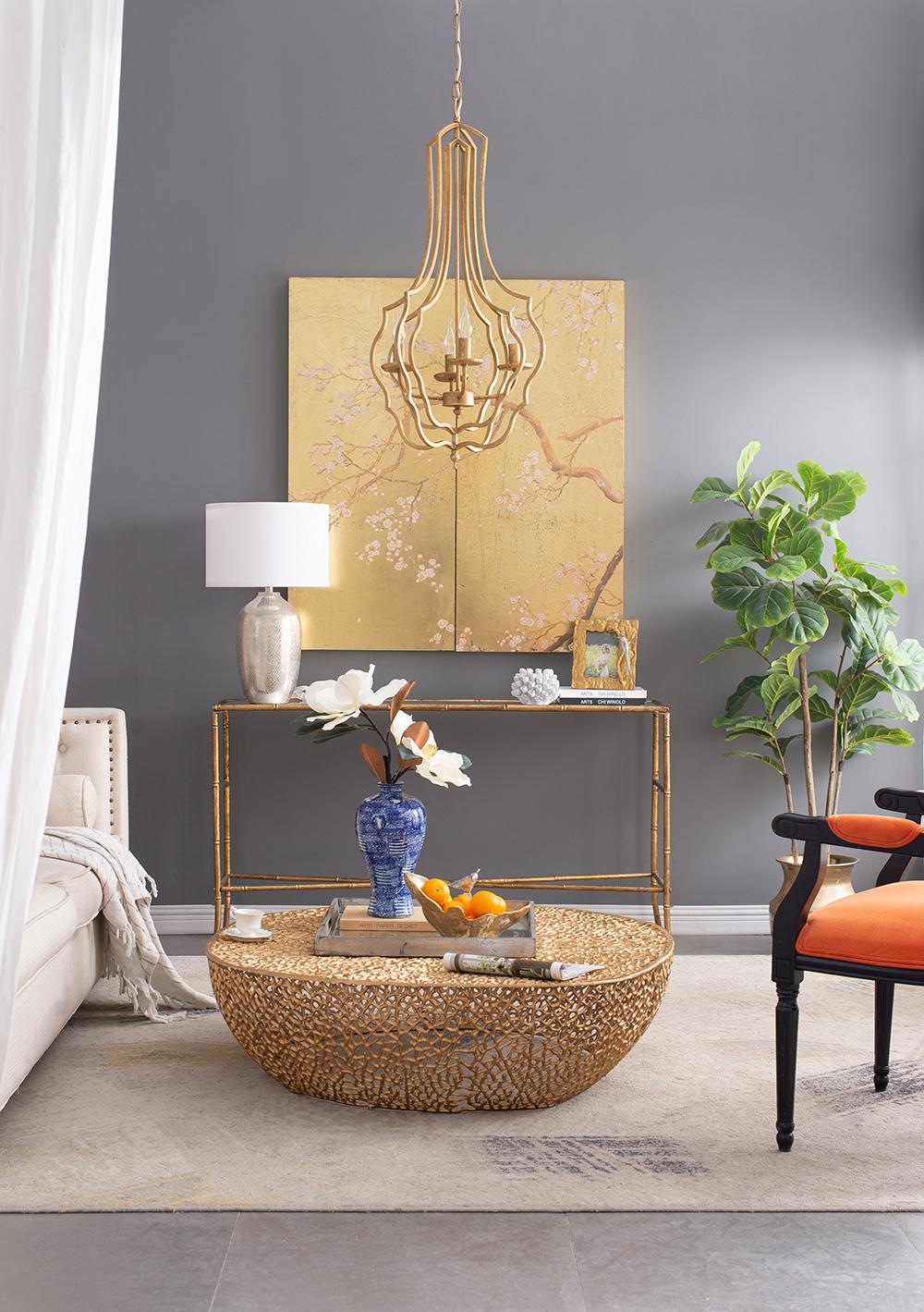 Baroque Style 4-Light Iron Chandelier