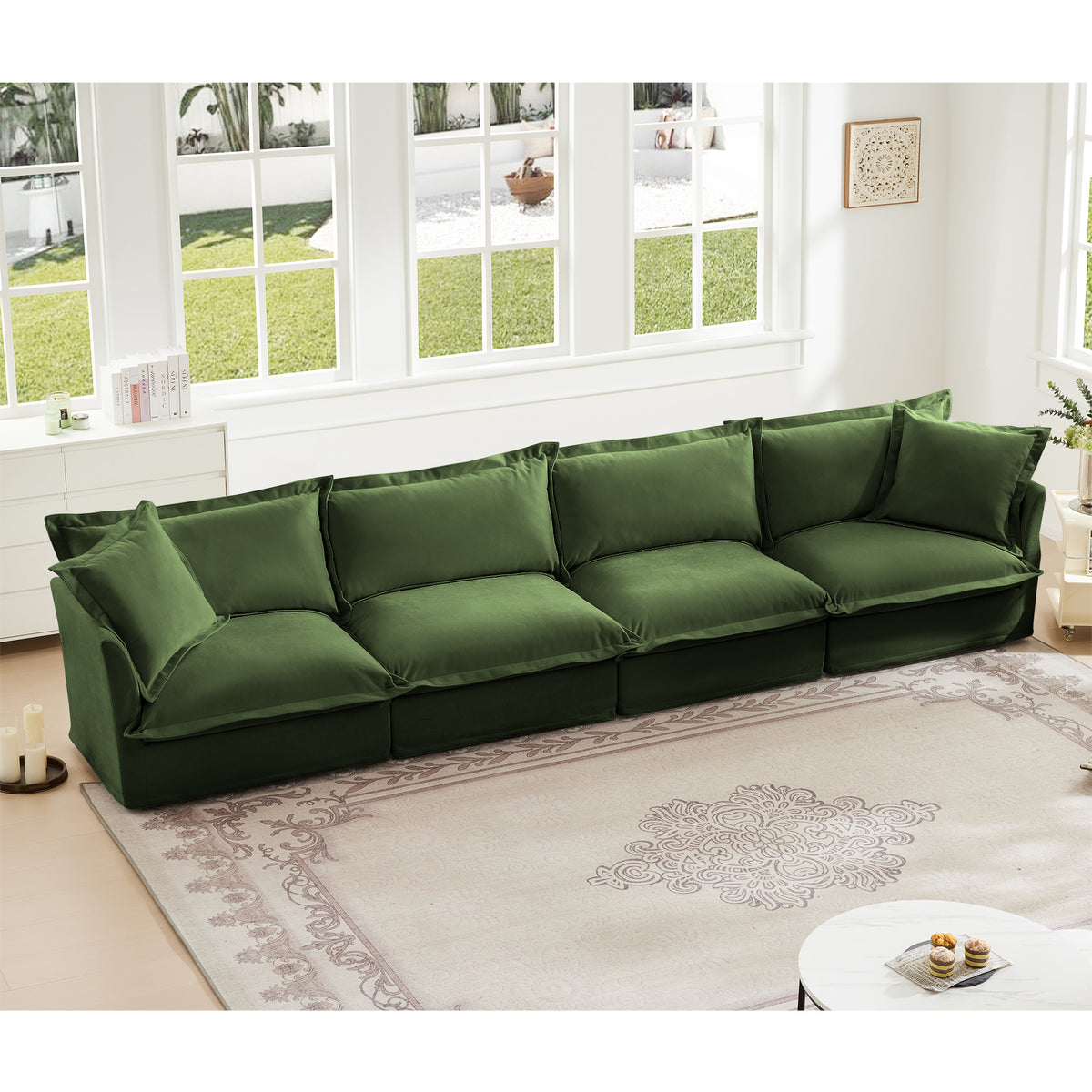Slipcovered Long Sofa - 4 Seater