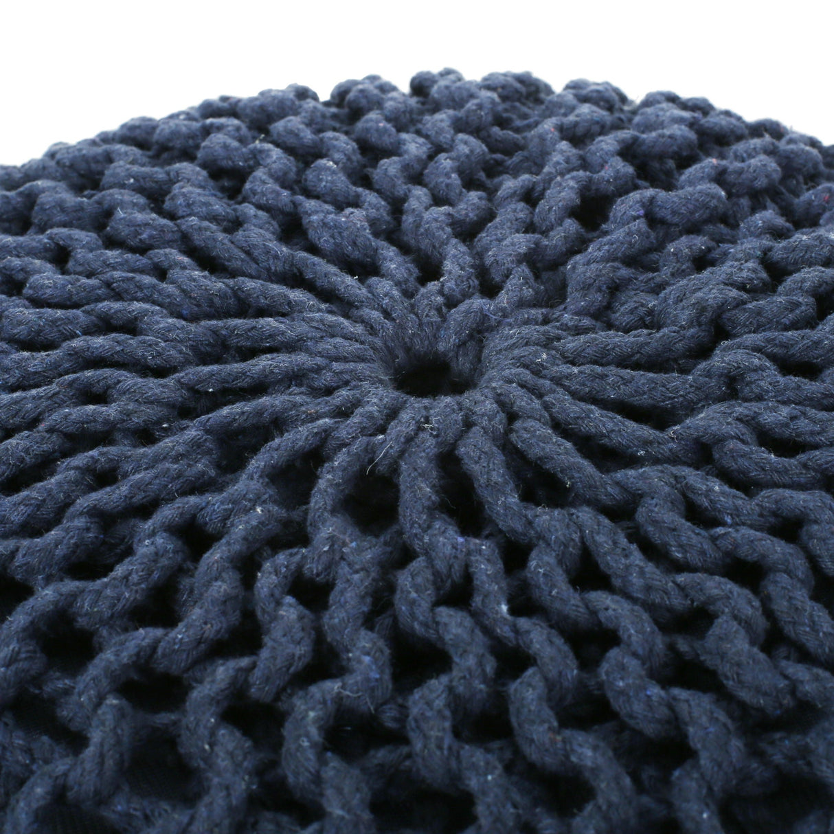 Bordeaux Knitted Cotton Round Pouf Ottoman Floor Cushion