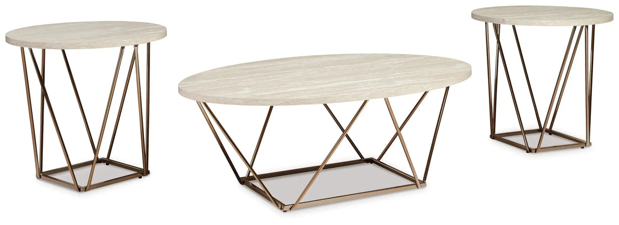 Tarica - Occasional Table Set (Set of 3) - White / Metallic - Best Buy Furniture