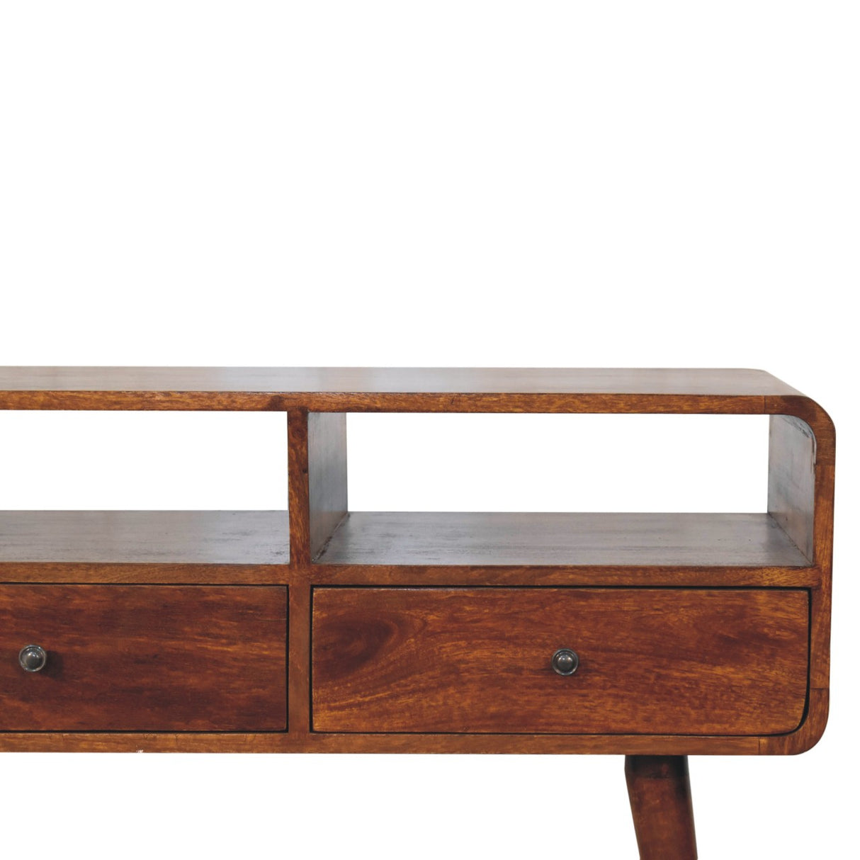Solid Wood Triple Curved Chestnut Console Table