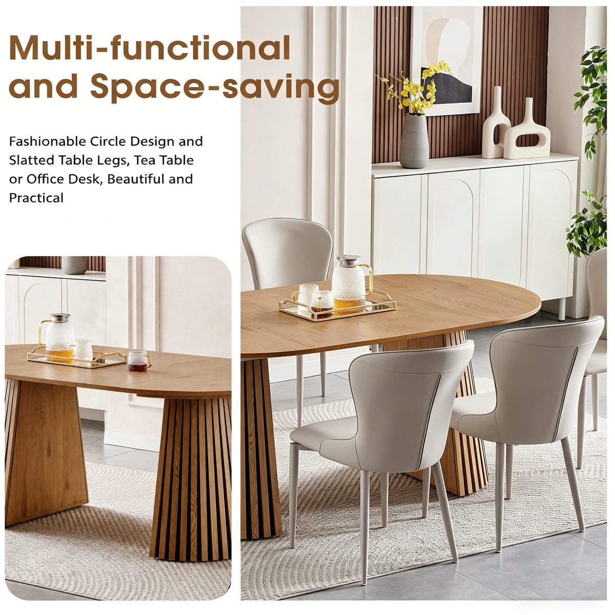 Wooden Flexible and Extendable Dining Table
