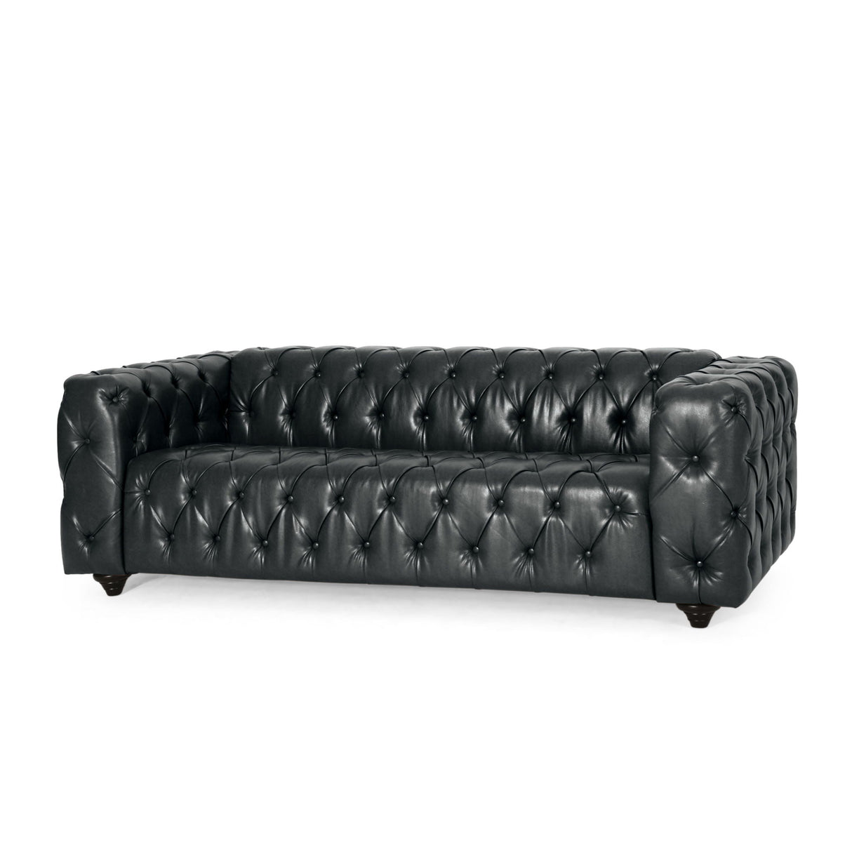Comfy 3 Seat Sofa & Wooden Legs, For Living Room And Study - Black - Best Buy Furniture