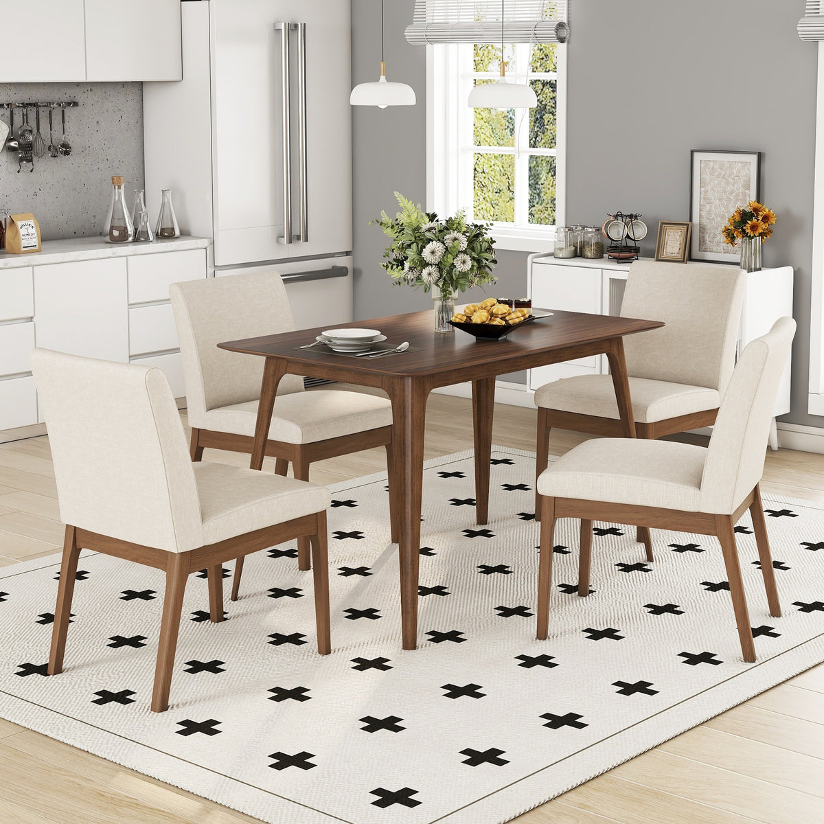 5-Piece Dining Table Set with 4 Chairs