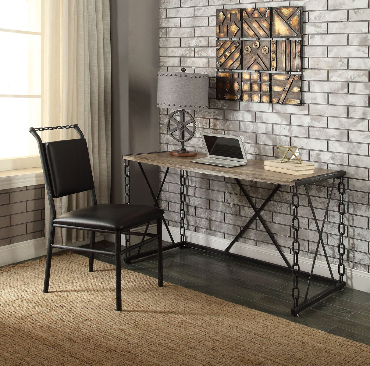 Jodie - Console Table - Rustic Oak / Antique Black - Best Buy Furniture