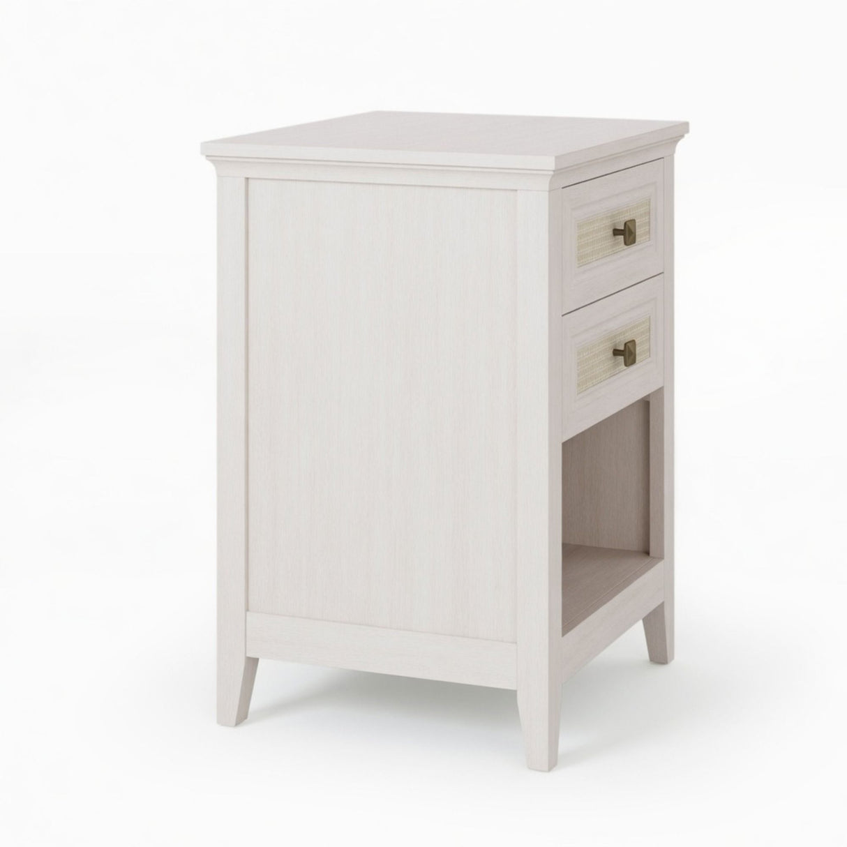 Nightstand With 2 Drawers & Shelf - White