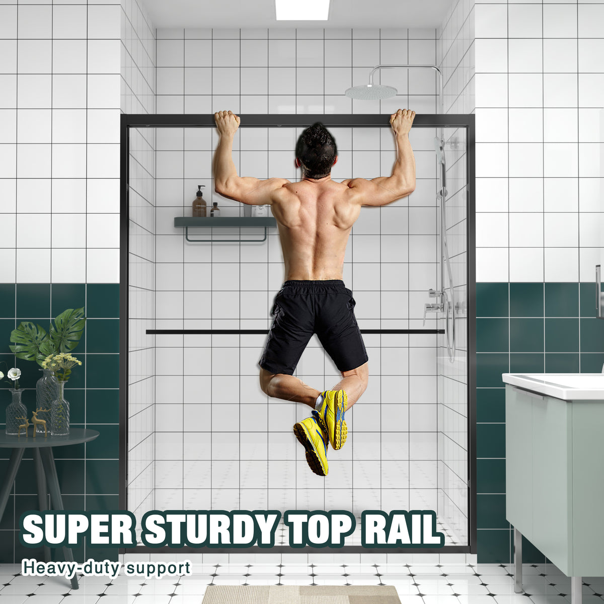 56-60"x74" Aluminum Frame Double Sliding Shower Door