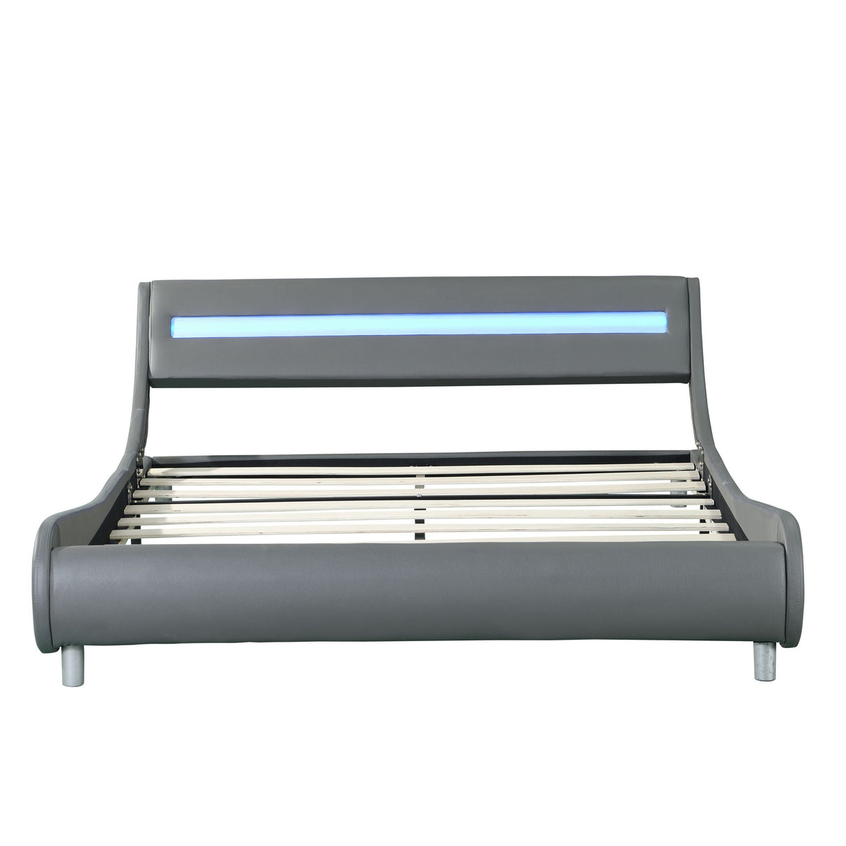 Queen Size Upholstered Platform Bed Frame with LED Lighting