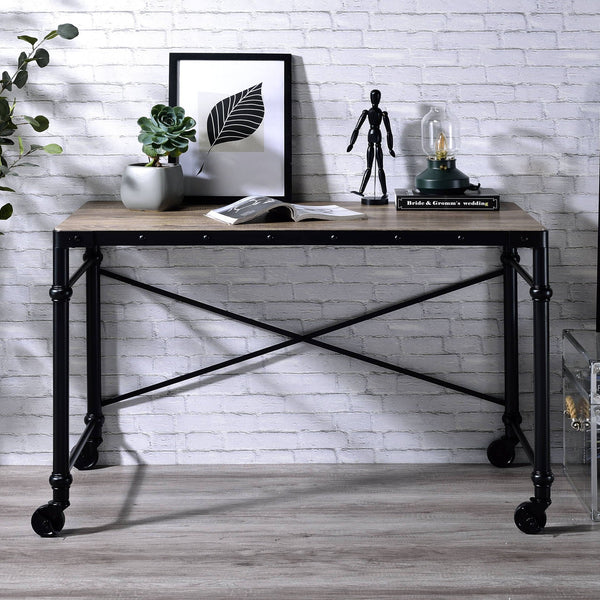 Oklarth - Rustic Writing Desk - Black / Oak - Best Buy Furniture