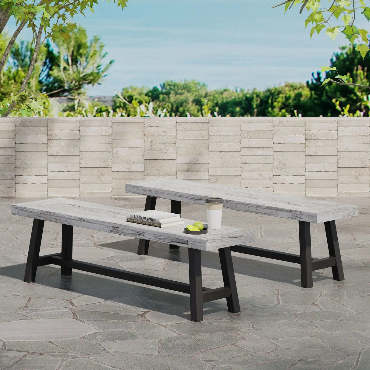 Tranquilizer - Outdoor Acacia Wood Bench With Slat Panel Design - Best Buy Furniture