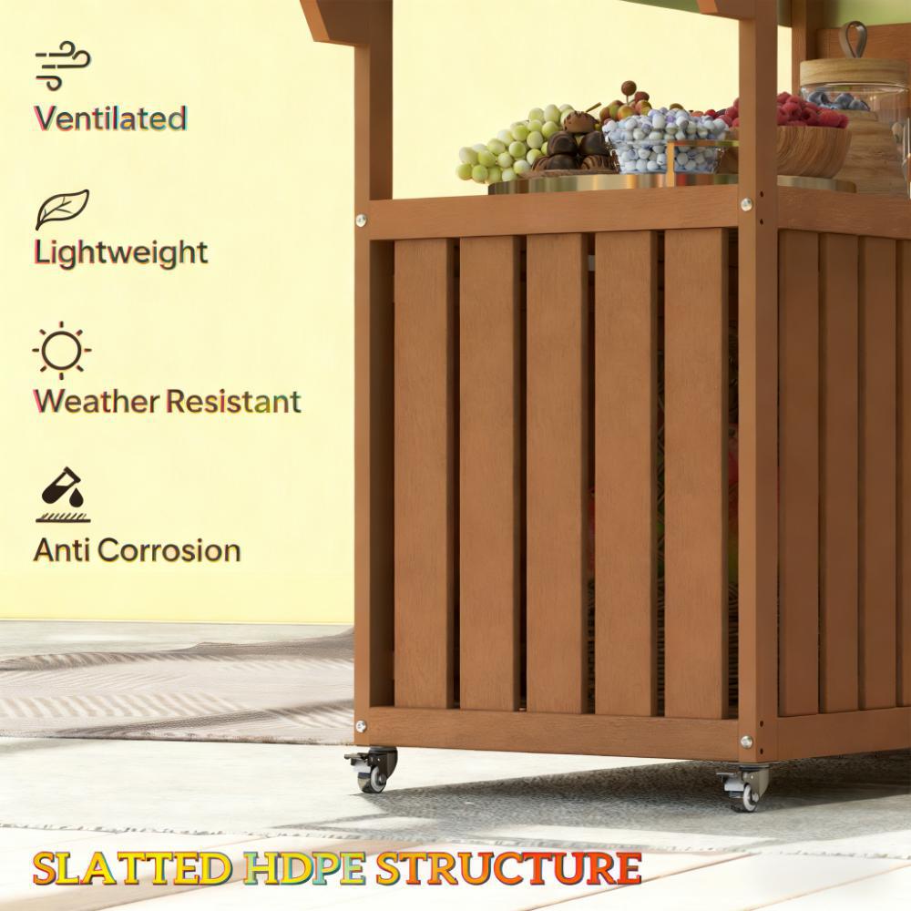 Easy to Move Outdoor Table Top Bar Cart with Storage and Wheels