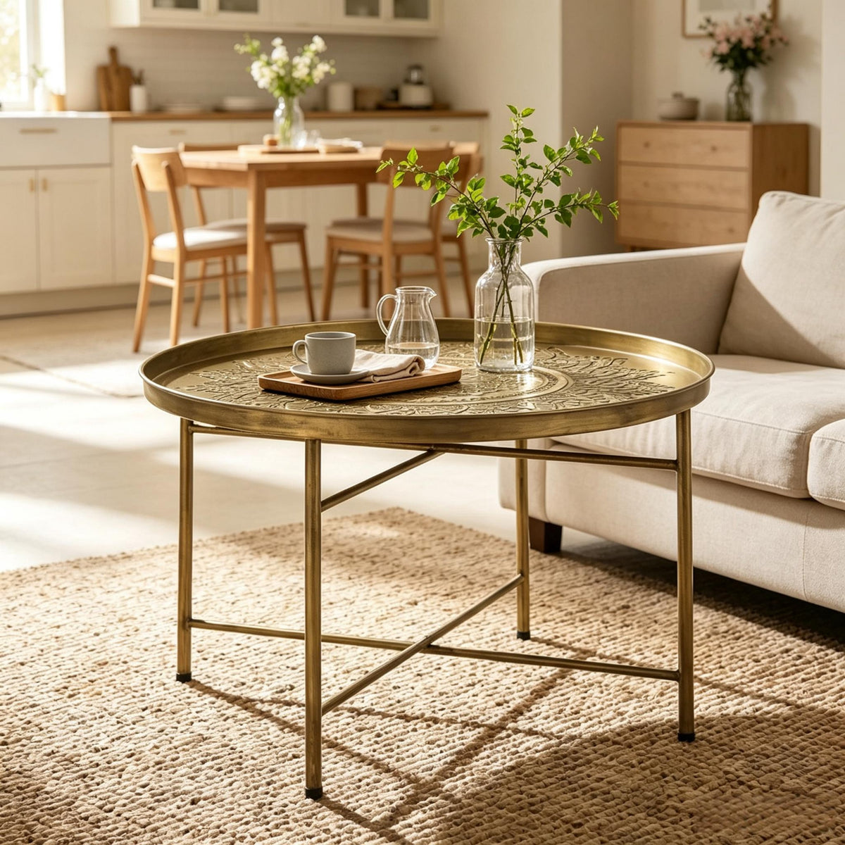 Hammered Floral Pattern Center Table