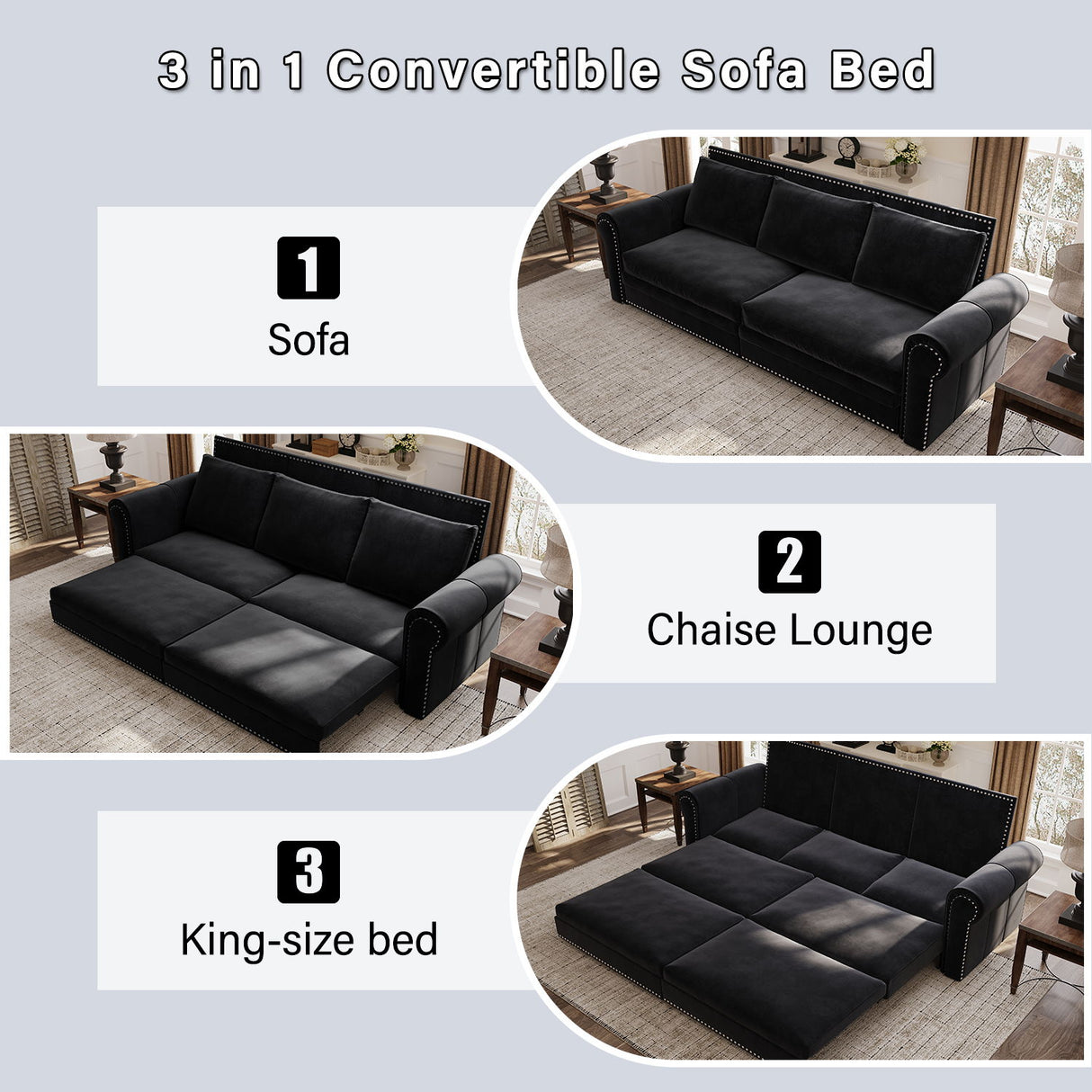Chesterfield Sofa & Pull Out Bed