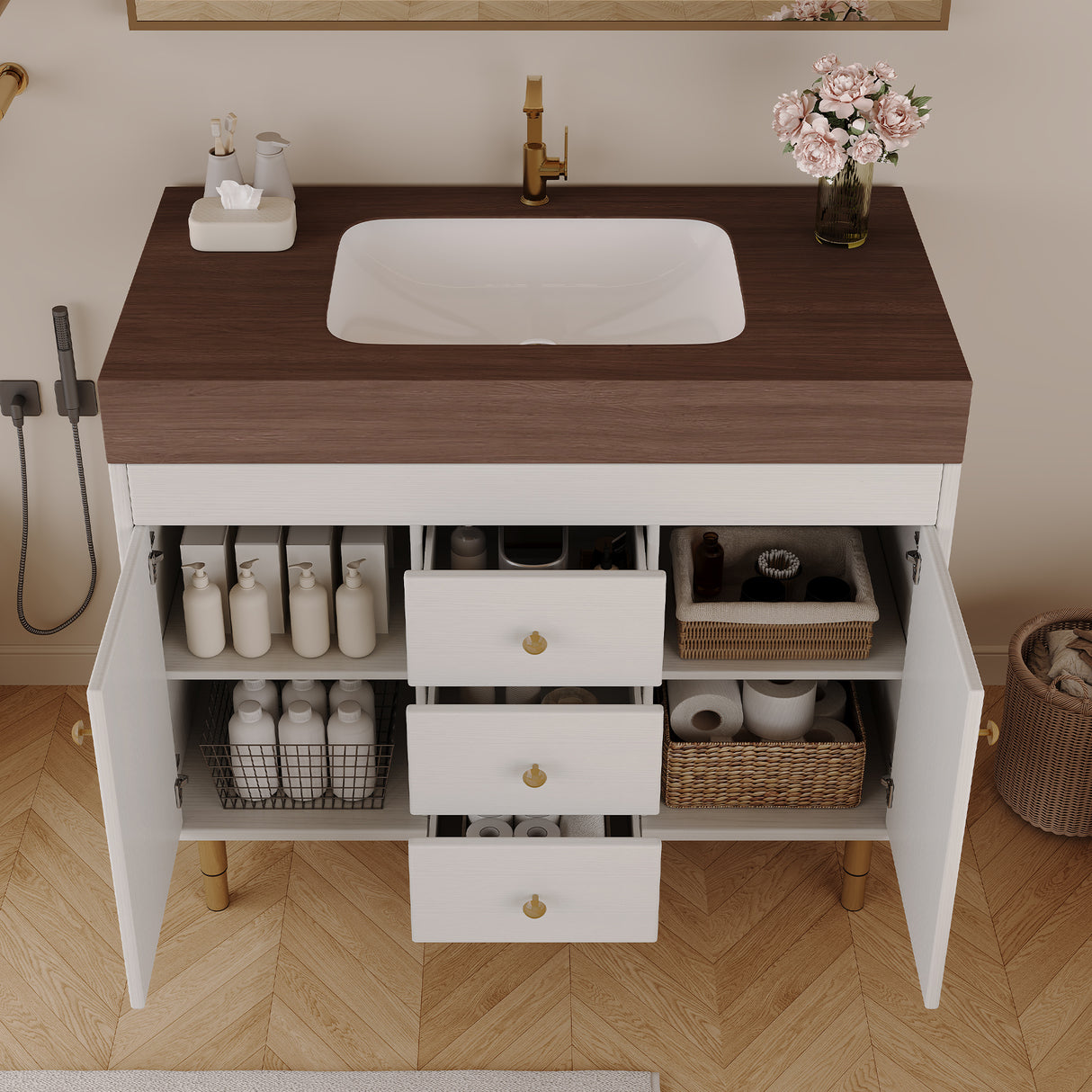 36 In Modern Free-Standing Bathroom Vanity With Ceramic Sink