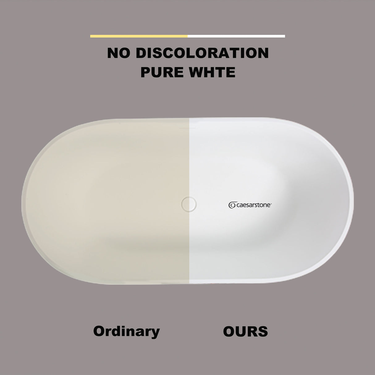 67 in. x 31 in. Oval Freestanding Solid Surface Soaking Bathtub with Center Drain in Matte