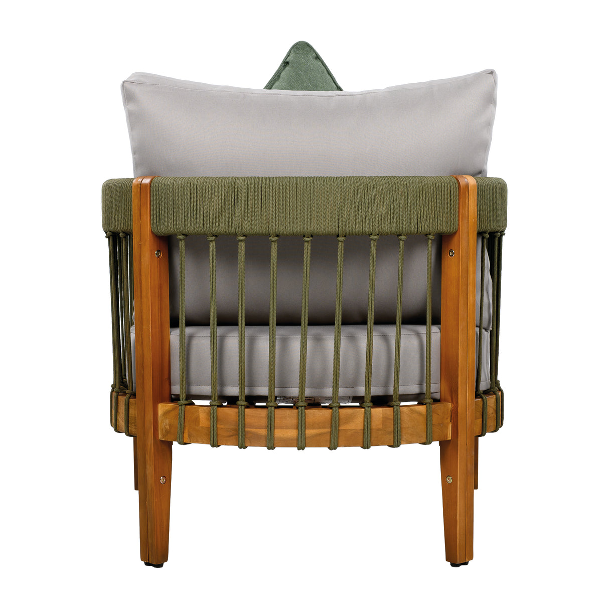 Acacia Wood Outdoor Club Chair with Handwoven Rope Accents