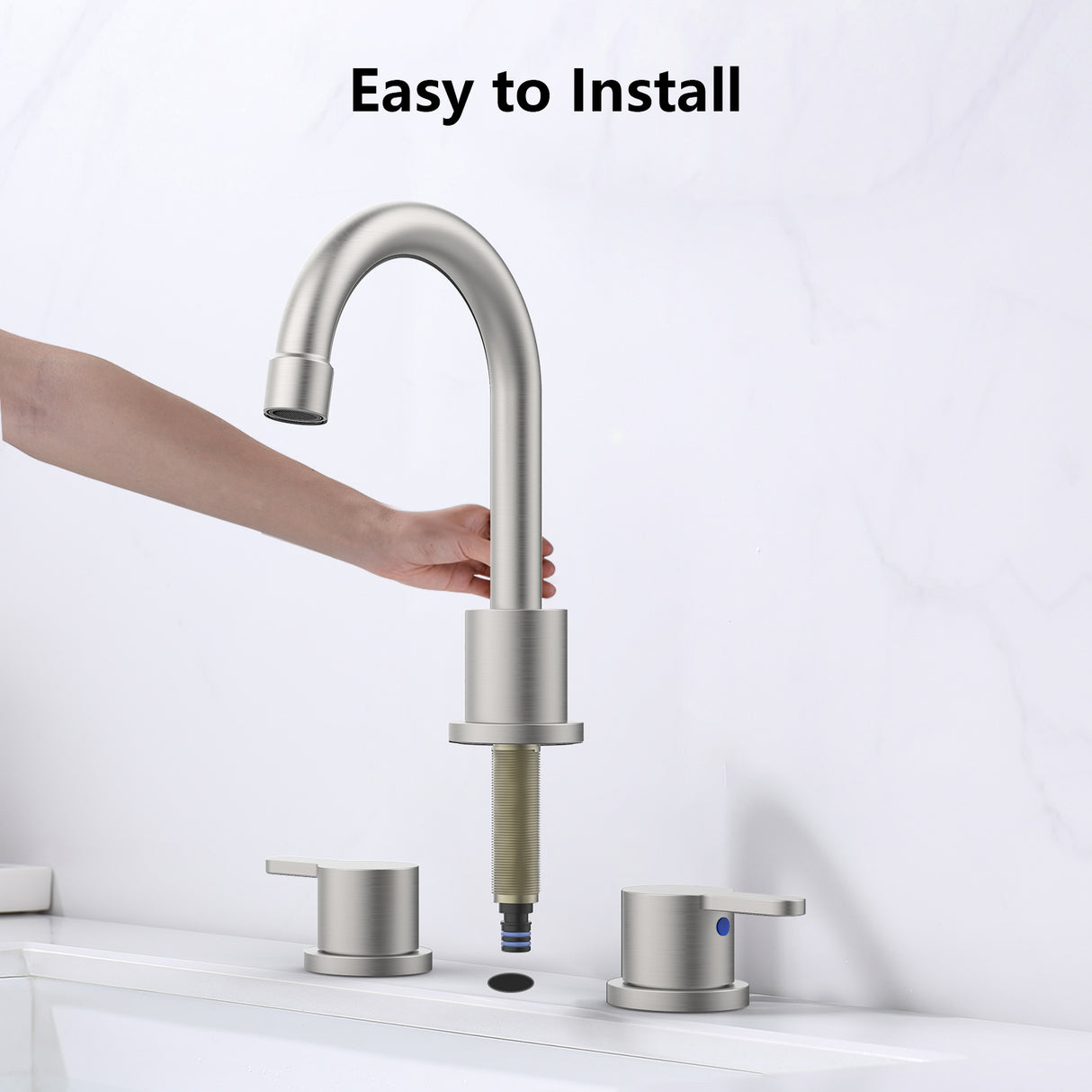 Widespread Bathroom Sink Faucet Brushed Nickel 2-Handle 8 Inch 3-Hole