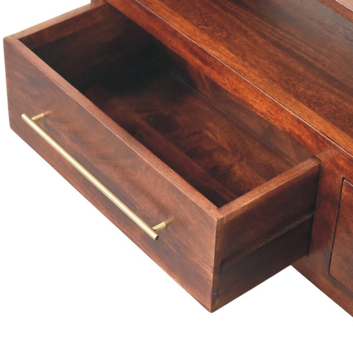 Solid Wood Arched Edge 2 Drawer Media Unit